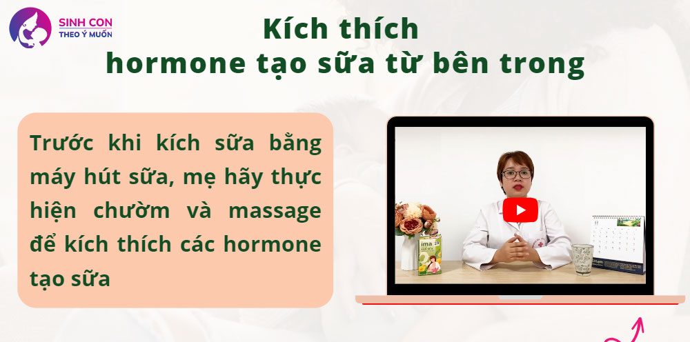 Thực hiện kích sữa bằng chườm và massage