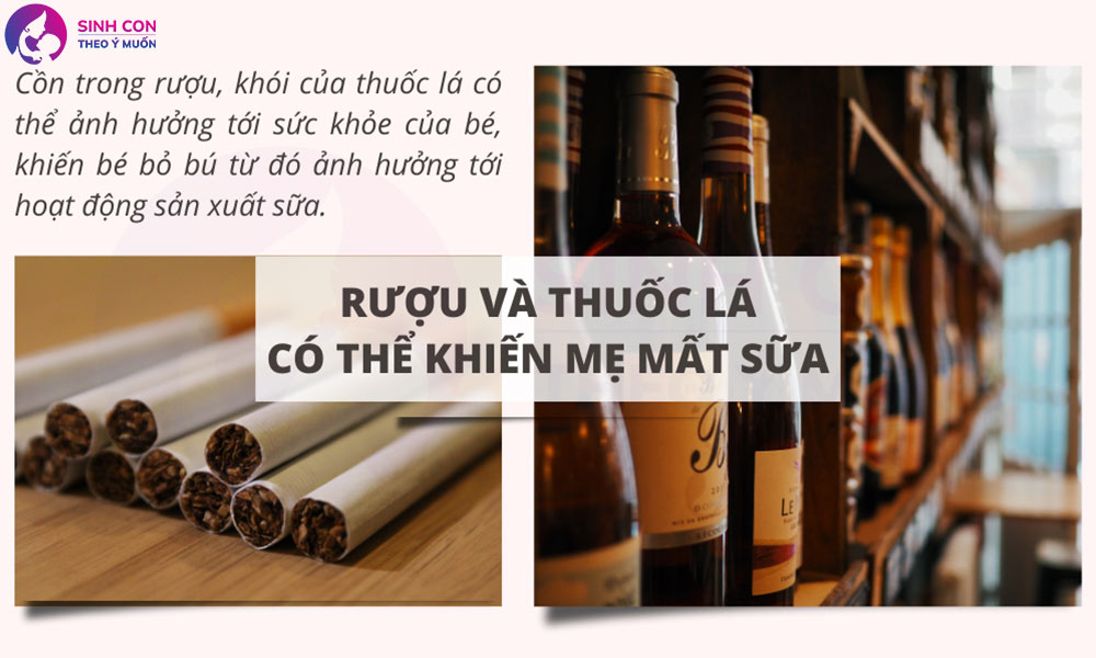 Đồ uống có cồn và thuốc lá ảnh hưởng tới sữa mẹ