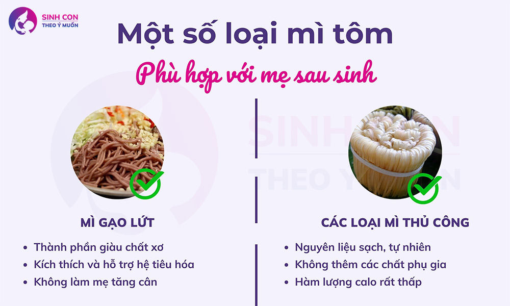 Mì tôm phù hợp cho mẹ sau sinh