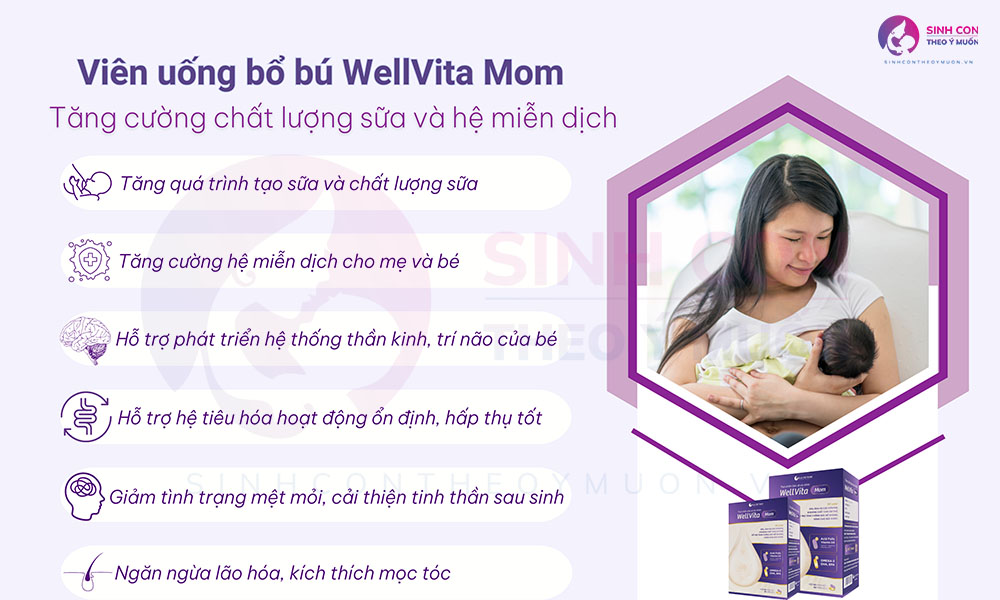 Bổ bú WellVita Mom tăng cường chất lượng sữa và hệ miễn dịch