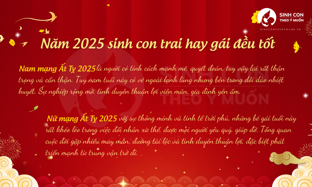 Năm 2025 sinh con trai hay con gái đều tốt