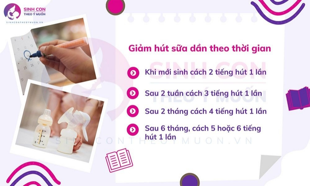 Giãn cữ hút sữa dần dần theo thời gian