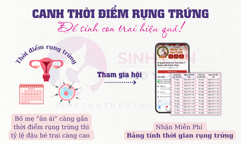 Canh thời điểm rụng trứng để sinh con trai